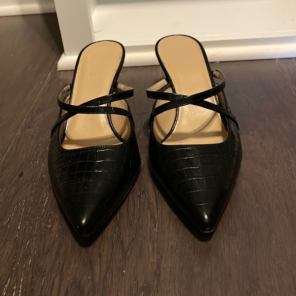 M. Gemi Black Croc Heels